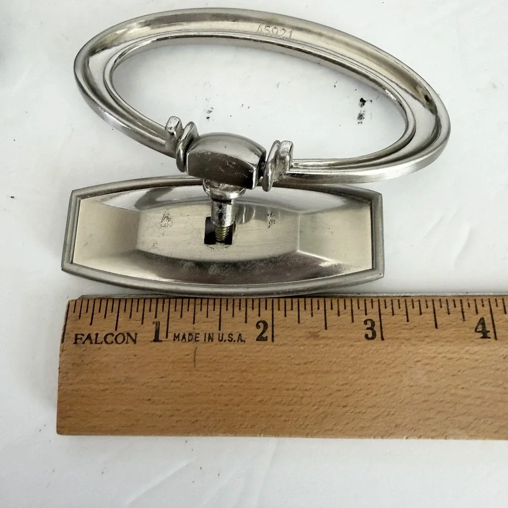 Set of 10 Satin Silver Oval Ring Drawer Pulls Cabinet Dresser Hardware 3-4